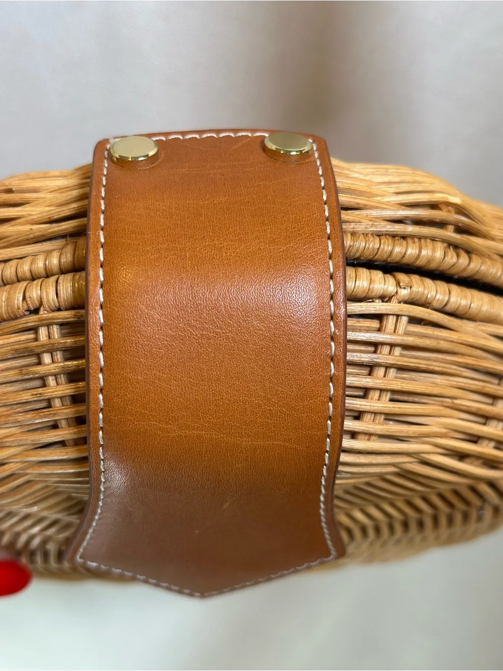 J. McLaughlin round wicker Romina Crossbody Bag in Tan coastal grandma style - Picture 4 of 7